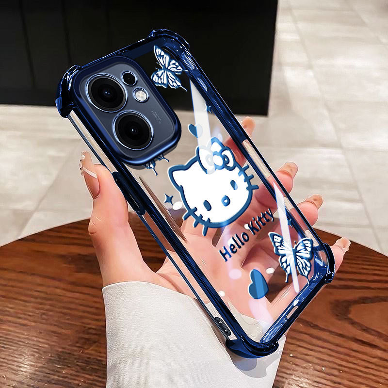 YBDเคสโทรศัพท์ใสสําหรับOPPO A6C A6X A6 Pro A6S A6T Pro 4G 5G Anti Fallถุงลมนิรภัยปกป้องแมวน่ารัก