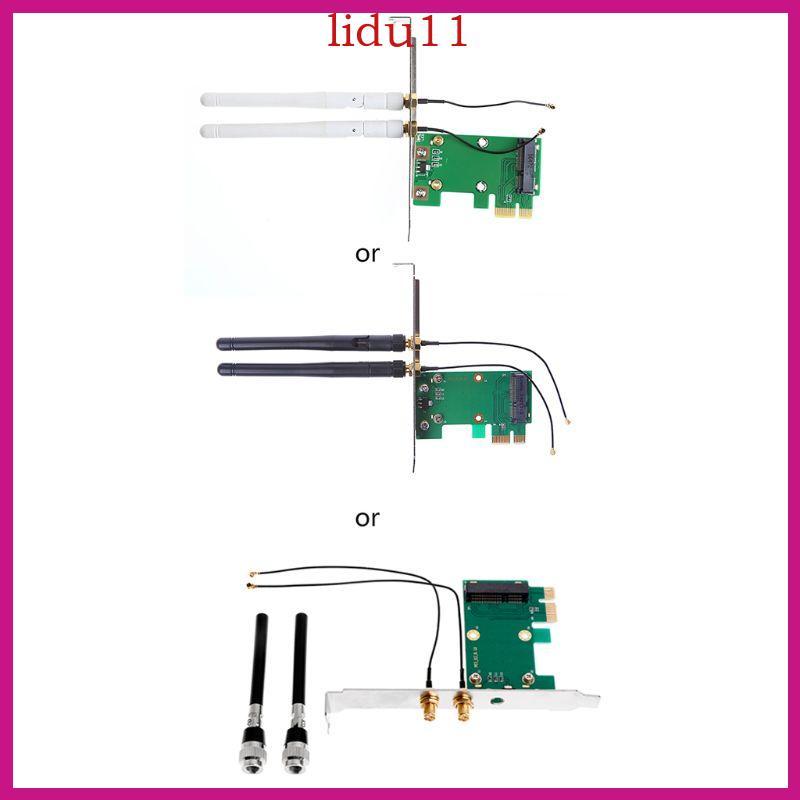 LID Mini PCI-E เป็นอะแดปเตอร์ PCIE WiFi Net-work Card Converter PCI-Express การ์ด 2 เสาอากาศ