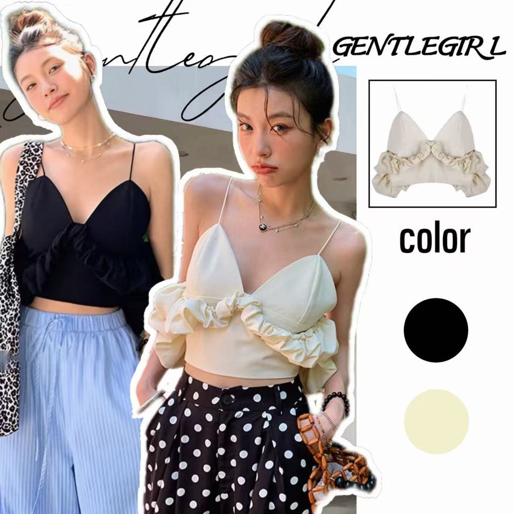#GG🎀เสื้อกล้ามแต่งระบายชาย เสื้อสั้นสไตล์ฝรั่งเศสแบบใหม่สำหรับฤดูร้อนปี ช่วยให้ดูผอมเพรียวและสง่างาม
