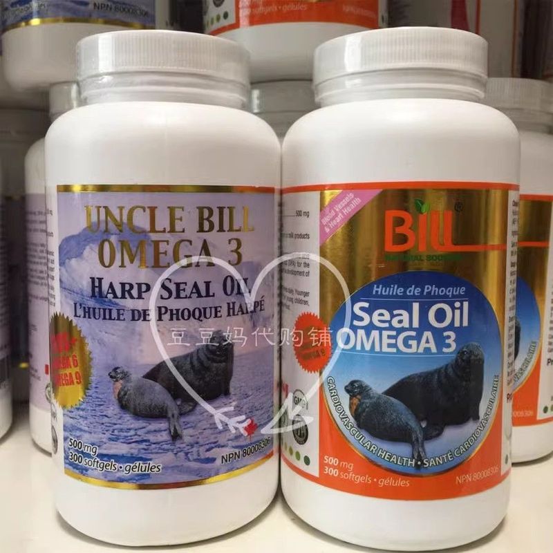 พร้อมสต็อก Canada Kangjiamei BILL Seal Oil Capsules 300 แคปซูล 500 มก. Omega-3 สุขภาพหัวใจ 3.27