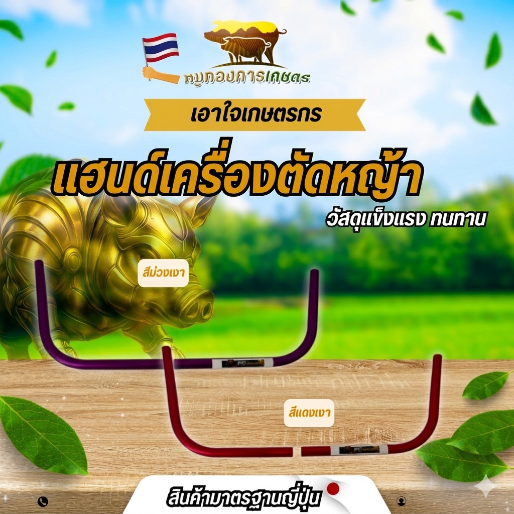 แฮนด์เครื่องตัดหญ้า สีเงาสวย แฮนด์อะลูมิเนียมอย่างดี แฮนด์เครื่องตัดหญ้า วัสดุแข็งแรง ทนทาน สินค้าได้มาตรฐาน