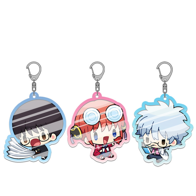 Gintoki Kagura Gintama 3-Z Ginpachi Sensei Kawaii อะคริลิคชุดพวงกุญแจแขวนอุปกรณ์เสริมสําหรับ Cosplay