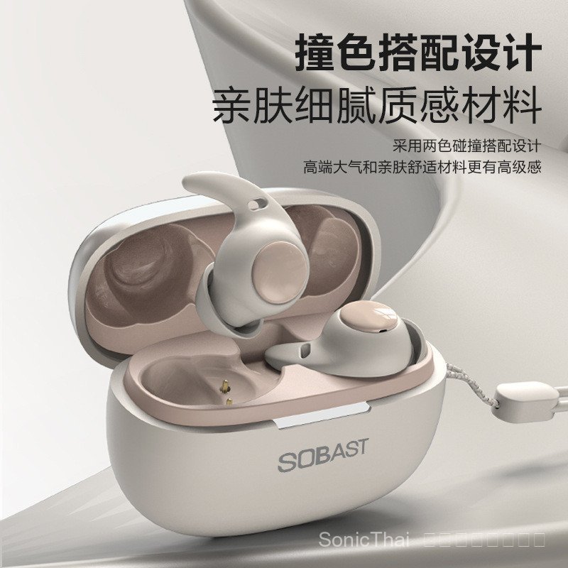 TEST-S16 In-Ear Mini Sleeping ชุดหูฟังไร้สายบลูทูธตัดเสียงรบกวนสบายด้านข้าง Sleeping ไม่มีความดัน Ea