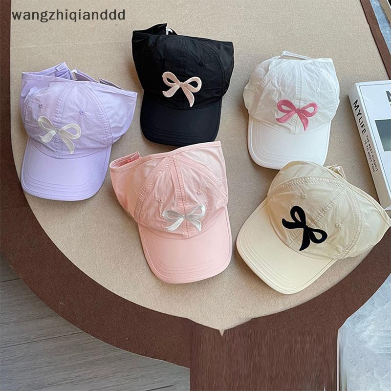 หมวกป้องกันแสงแดดฤดูร้อน แบบเบสบอล ลายปักโบว์ สำหรับเด็กชายและหญิง