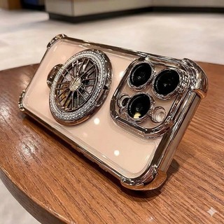 Fidget Spinner Kickstand Clear Case สําหรับ iPhone 17 16 15 Pro Max Plus กันกระแทก TPU Anti-Yellow Full เลนส์ฝาครอบป้องกัน