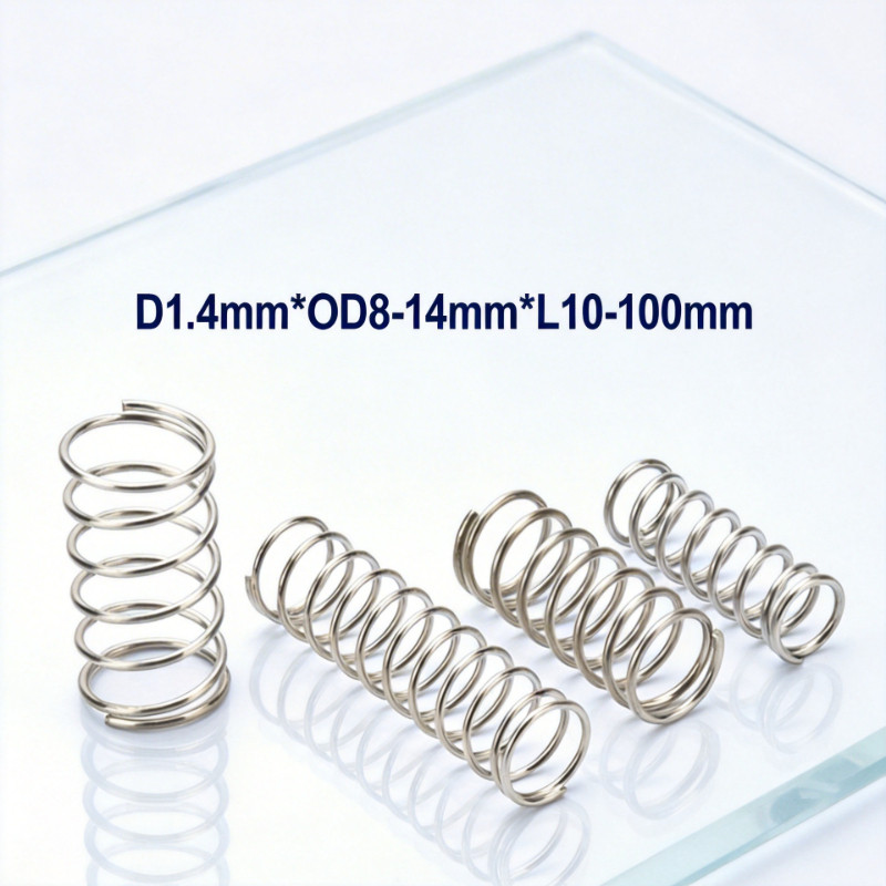 สปริงอัดสแตนเลส 304 แรงดันสูง ดูดซับแรงกระแทก สปริงคืนตัว ขนาด 1.4 mm * ความยาว 8-14mm*L10-100mm YEDA
