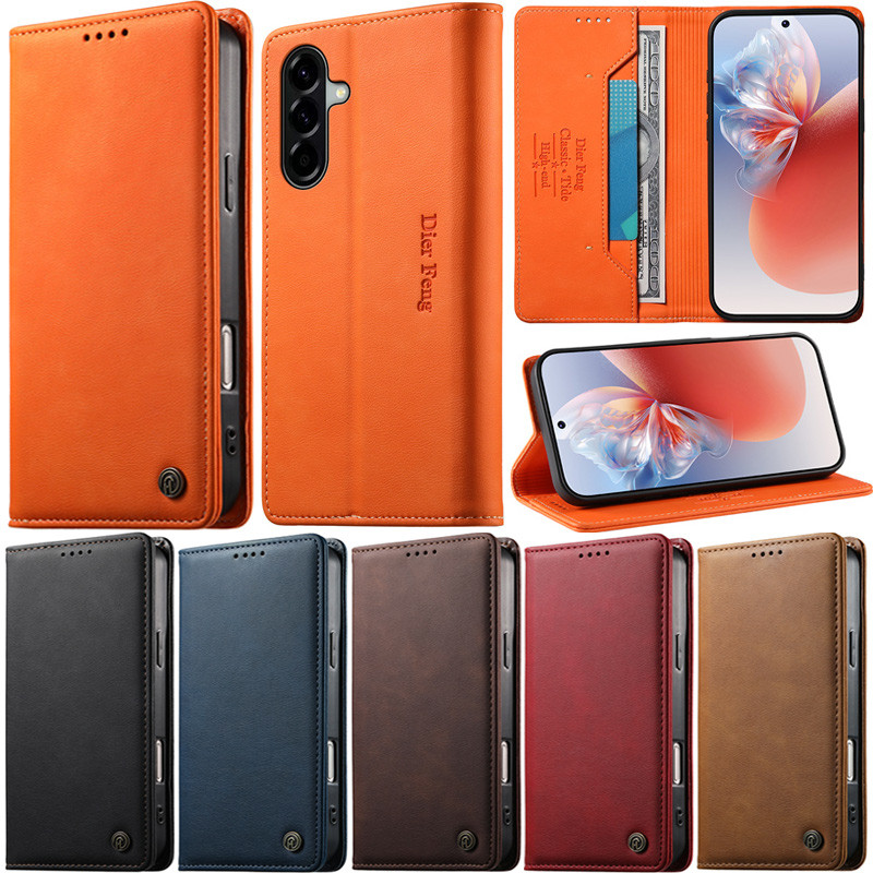 SAMSUNG หรูหราสําหรับSamsung Galaxy A37 5G A57 A56 A36 A26 A17 A16 A07 A06 A55 A35 A25 5G A15 A54 A34 Litchiหนังสือกระเป๋าสตางค์หนังช่องใส่การ์ดพลิกป้องกันผิวกรณี