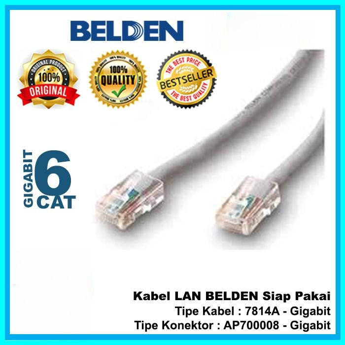 สาย LAN BELDEN UTP ดั้งเดิม cat-6 เมตร ติดตั้งขั้วต่อ Belden cat6 rj45 ของแท้