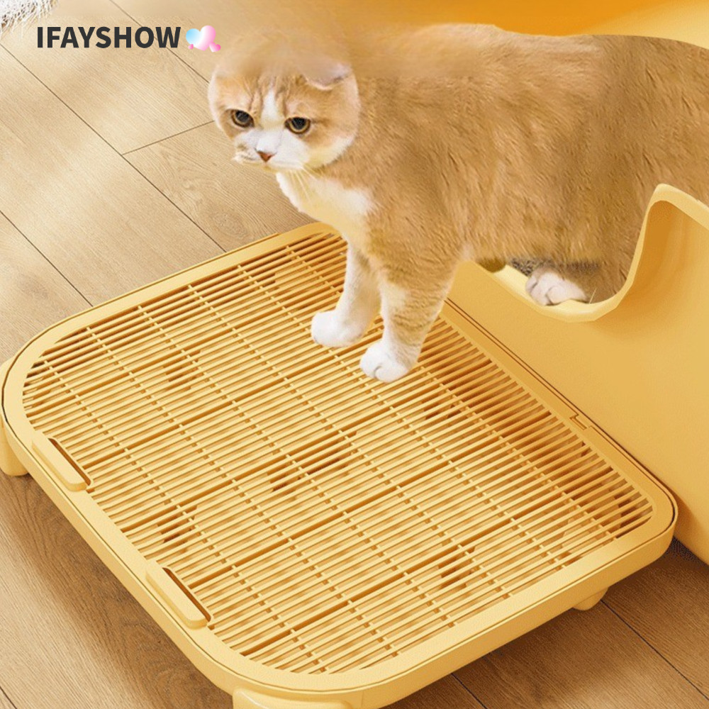 IFAYSHOW เสื่อครอกแมวสําหรับสัตว์เลี้ยง, แผ่นรองครอกแมวเพิ่มความสูงขนาด 19.6 นิ้ว, ขายร้อนแบบพกพาพลาสติก Double-layer Cat Litter Trapping Mat อุปกรณ์สําหรับสัตว์เลี้ยง