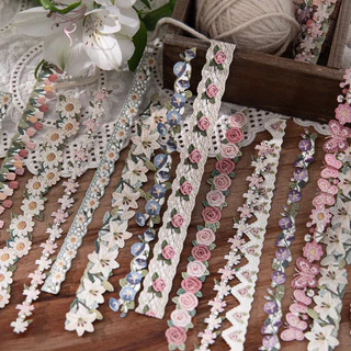 QOUZMO [Handcrafted Crocheted Collection] ชุดสติ๊กเกอร์แถบยาวแฮนด์เมดย้อนยุค | 20แผ่น/แพ็คสติกเกอร์กระดาษพื้นผิวสําหรับวารสารสมุดภาพ ทําเอง ตกแต่ง