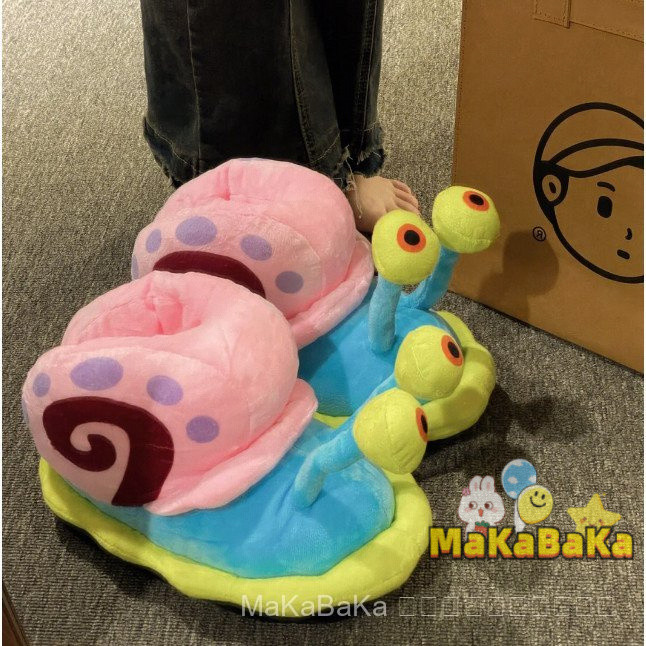 รองเท้าแตะตุ๊กตา.spongeBob SquarePants สไตล์อนิเมะ พร้อมตัวละครหอยทาก ออกแบบน่ารักสำหรับสวมใส่ภายในบ้าน