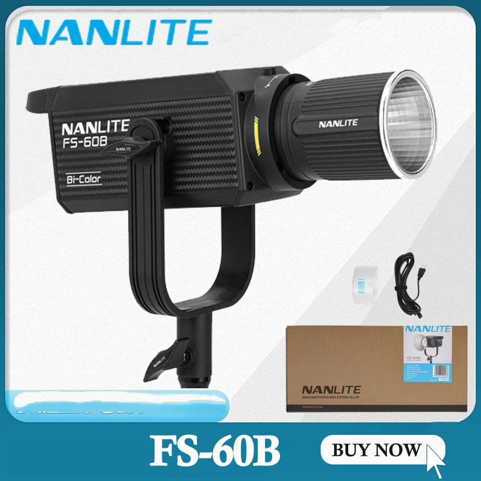 Nanlite FS-60B 70W Bi-สีสปอตไลท์ 2700K-6500K ไฟการถ่ายภาพสําหรับสตูดิโอกลางแจ้งยิงวิดีโอสตรีมสดเติมแ