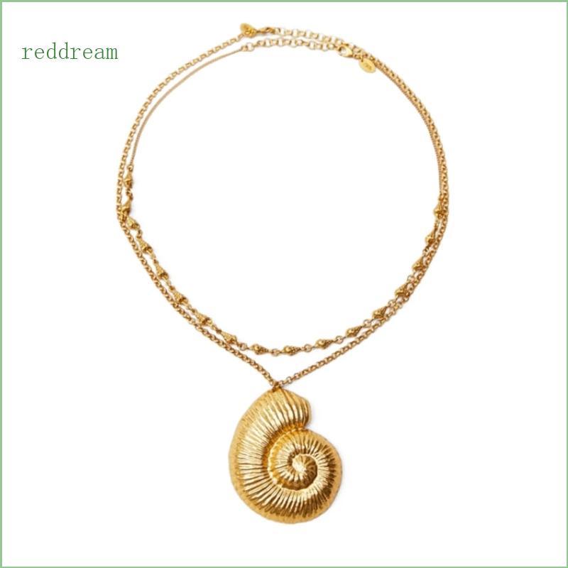 REDD สีทอง 2 ชั้น Conch จี้สร้อยคอผู้หญิง Egirls y2k เครื่องประดับคอ Clavicle Chain แฟชั่นเกาหลี Par
