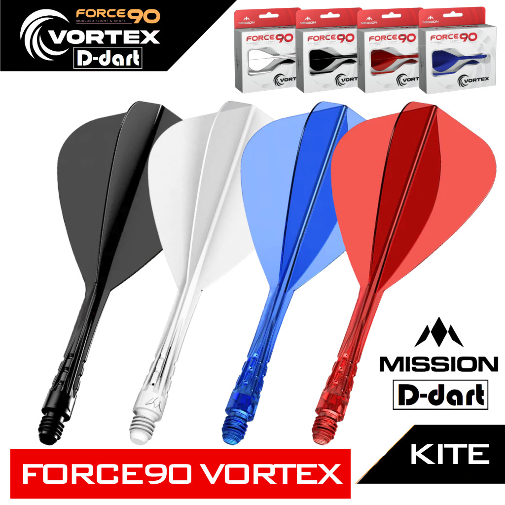 Mission Darts Flight - FORCE 90 VORTEX KITE Hard Material Integrated Dart Flights & Shaft System