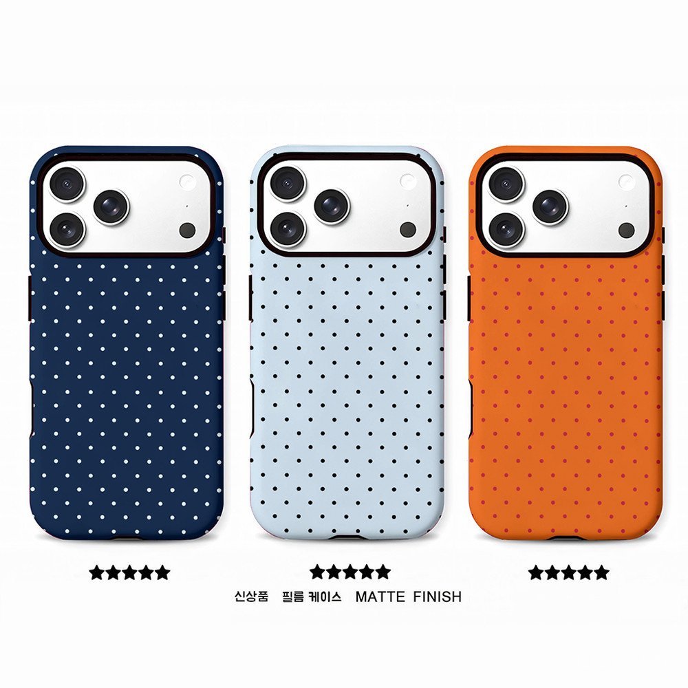 เคสโทรศัพท์เวอร์ชั่นเกาหลีเหมาะสําหรับiPhone 7 8 X XS XR XSMAX 11 12 13 Mini 14 15 16 17 Air Pro Max Plus Simple Polka Dot Frosted Double-Layer Hard Case