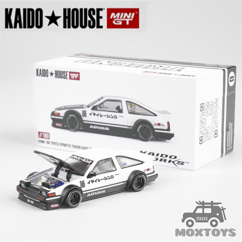 Kaido House x MINI GT 1:64 Sprinter Trueno Kaido Works AE86 BlackWhite รถโมเดลDiecast