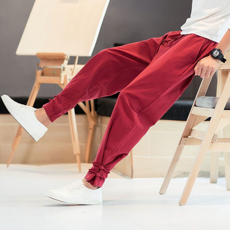 男士休闲裤男宽松中国风男装裤子大码灯笼裤潮哈伦裤夏季小脚长裤20260107Men's Casual Pants, Men's Loose China Style Men's Pants, Large