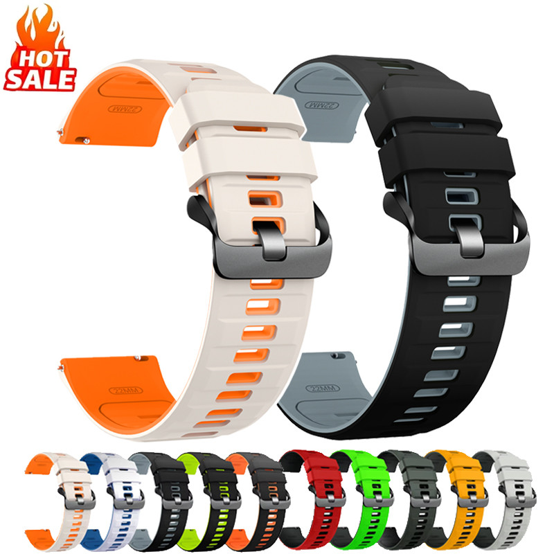 22 มม.Dual-Color Sport สายซิลิโคนสําหรับ Redmi Watch 5 Active/ 5 Lite สําหรับ Huawei นาฬิกา GT6/GT5/GT4 46 มม.สําหรับผู้ชายผู้หญิง