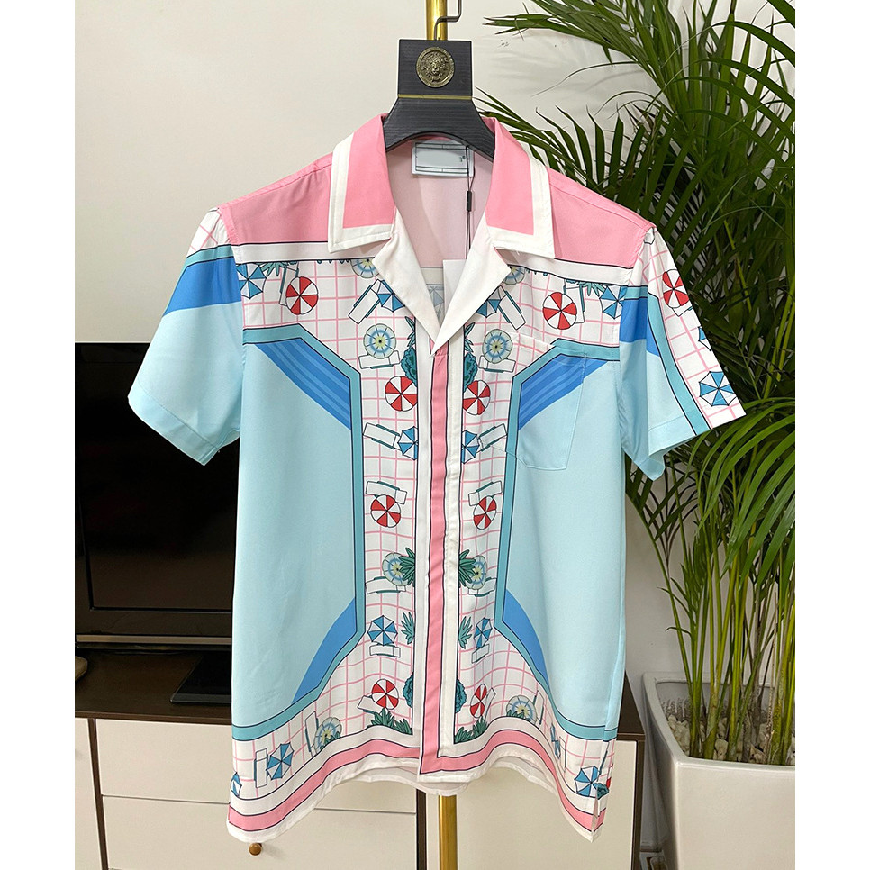 I93M CASABLANCA Summer New Fashion Youth Trend Digital Print Suit Collar Men's Short Sleeve Shirt