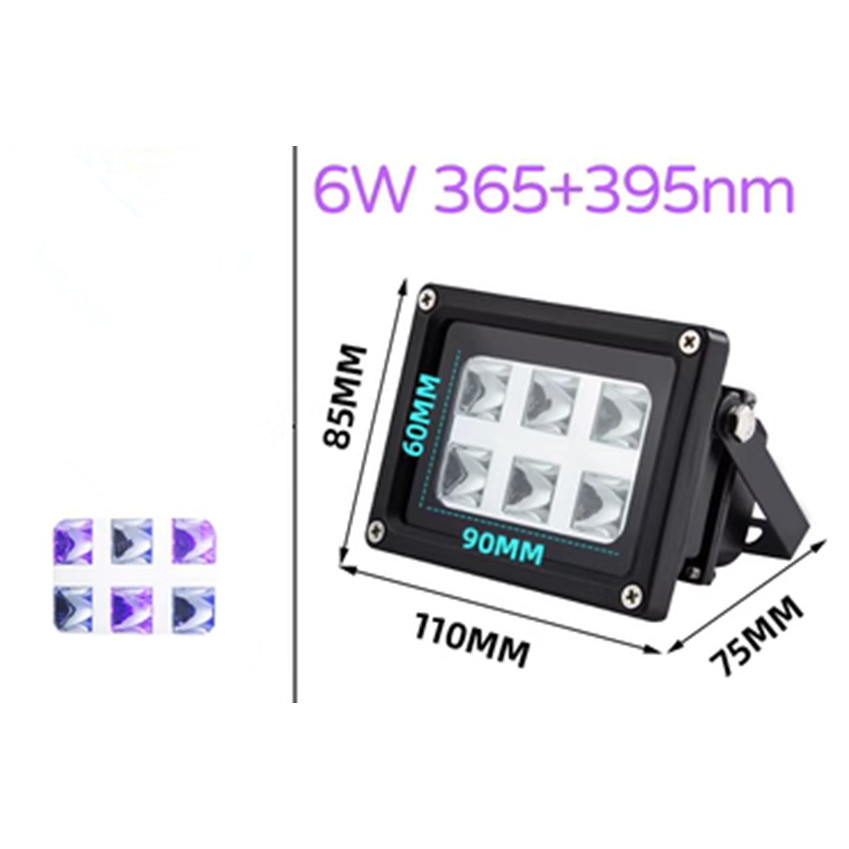 6W 365nm + 395nm ความยาวคลื่นคู่ LED โคมไฟบ่ม UV เครื่องมือแสง AC110V-220V