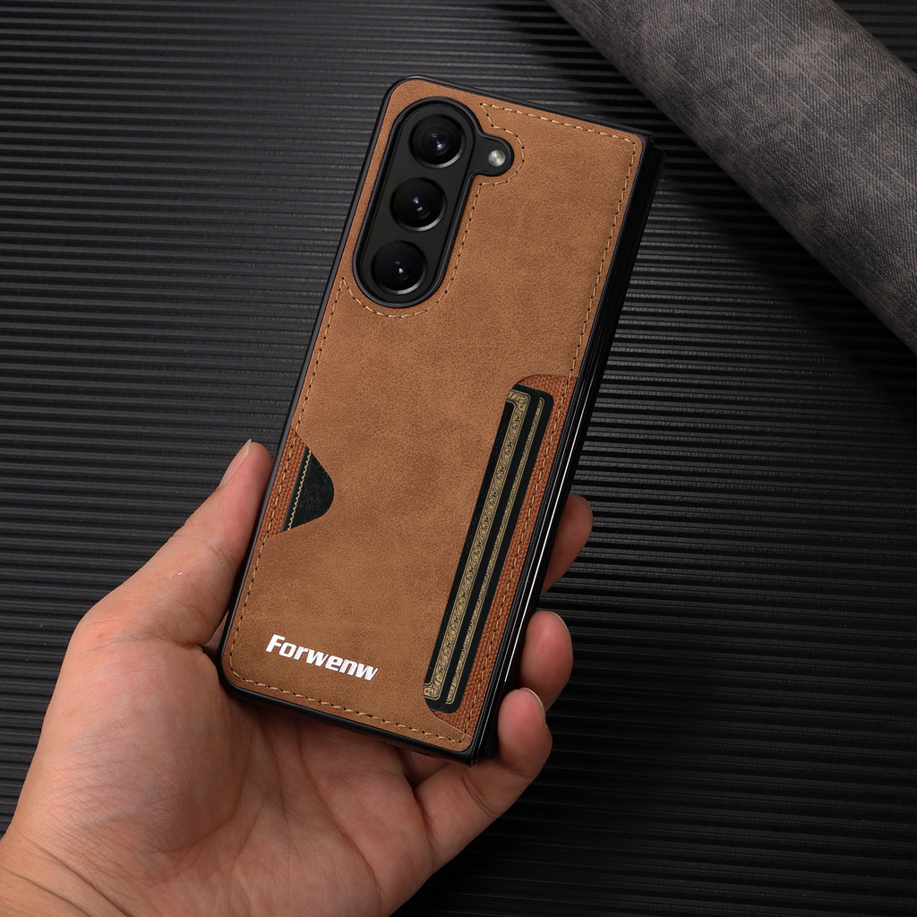 เคส Case for Samsung Galaxy Z Fold 7 6 5 4 3 5G หนัง PU พร้อมช่องใส่การ์ดกระเป๋าปกหลัง กันชนโทรศัพท์