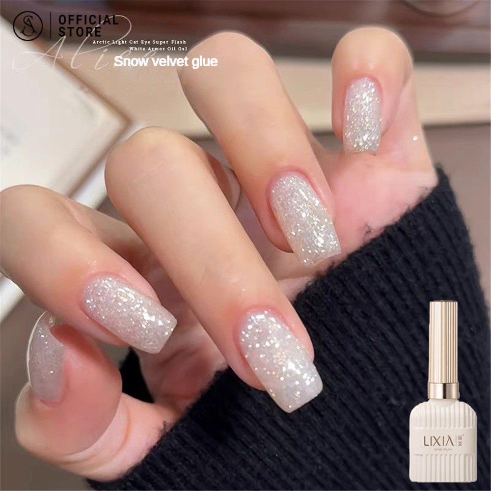 Lixia Winter Bestseller Snowflake Gel Nail Polish With Fine Glitter และ Opal Glitter - Dreamy Materi