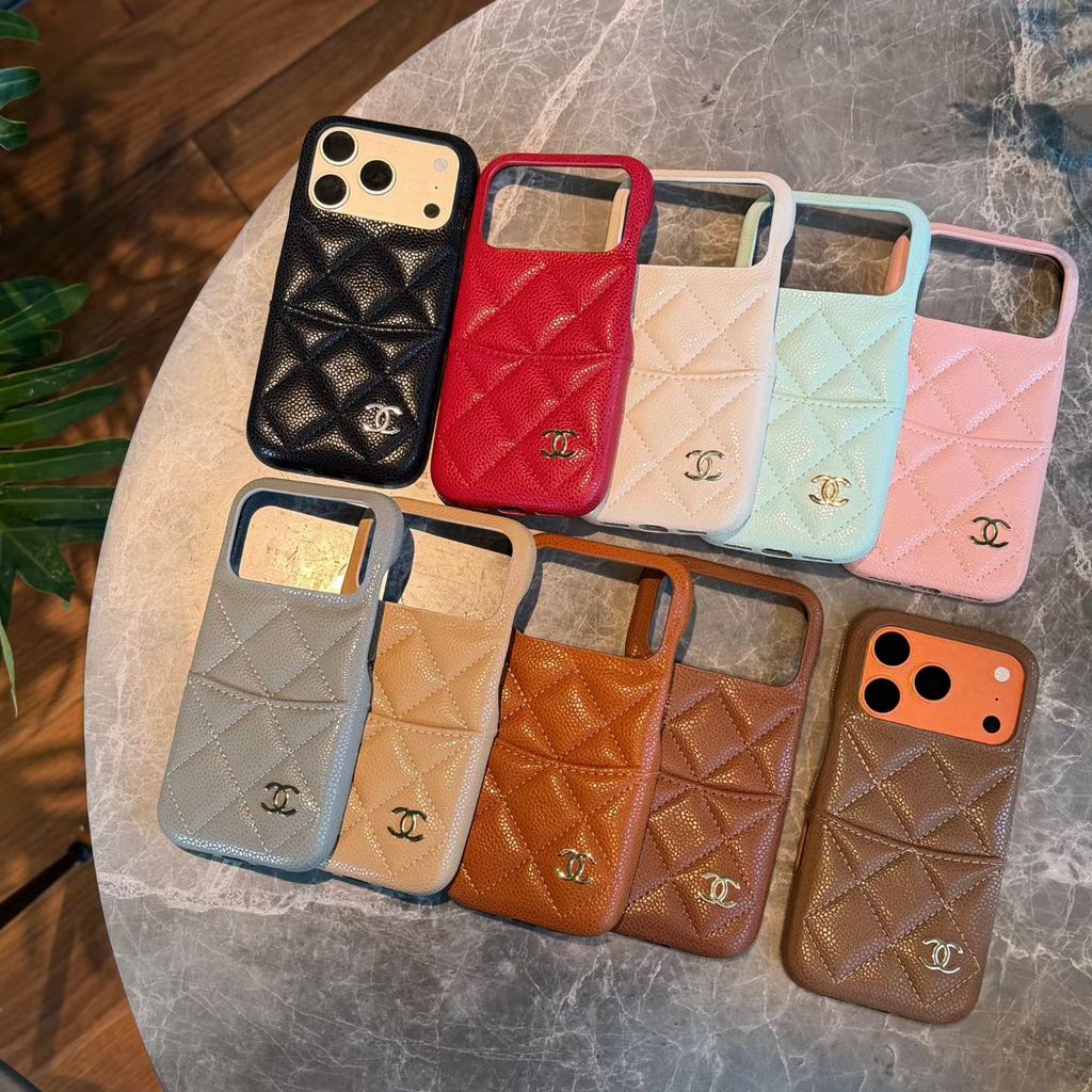 สําหรับ iPhone17 16 16 Pro 16 Pro Max 15 14 13 Pro MAX แฟชั่นการ์ดคาเวียร์หนังเคสโทรศัพท์