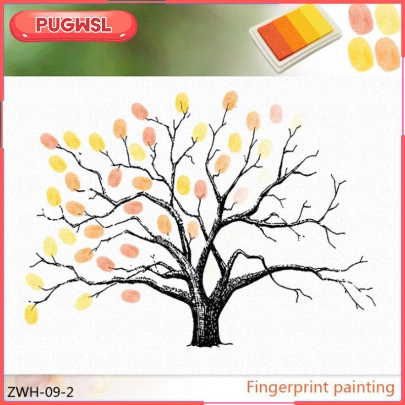 [pugwsl] 1 ชุด Thumbprint งานแต่งงานต้นไม้สําหรับงานงานงานแต่งงานงานแต่งงาน 30x40 ซม. ของขวัญ
