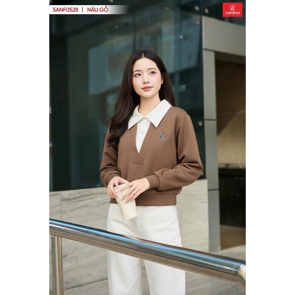 CARDINA เสื้อเชิ้ตแขนยาวผู้หญิงคอปก 5ANF05