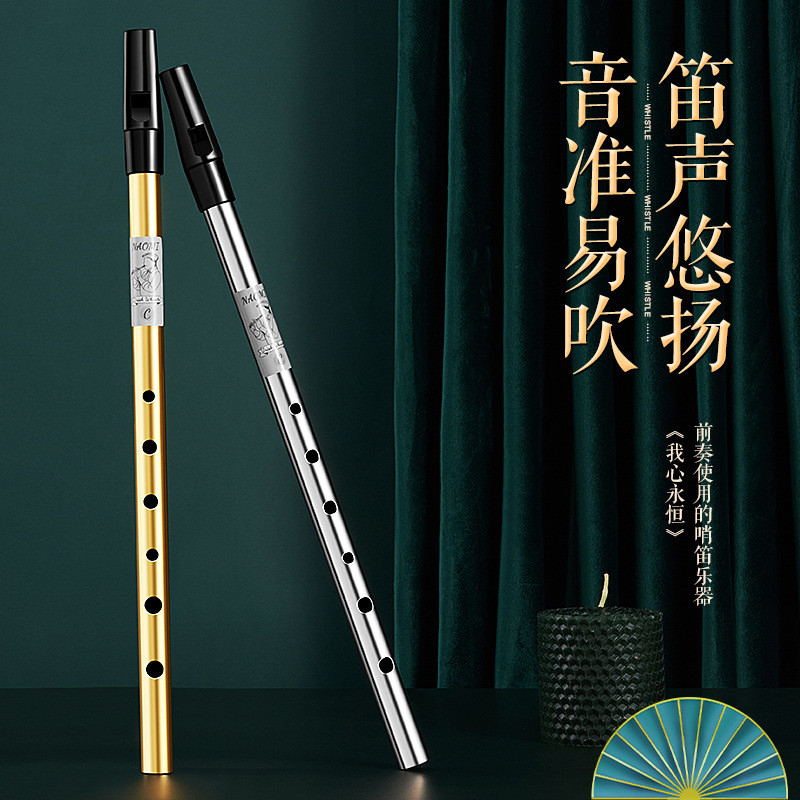 นกหวีดไอริชเครื่องบันทึกเริ่มต้นขลุ่ยดีบุก C Key D Key ขลุ่ยประสิทธิภาพ High Pitch Recorder เครื่องม