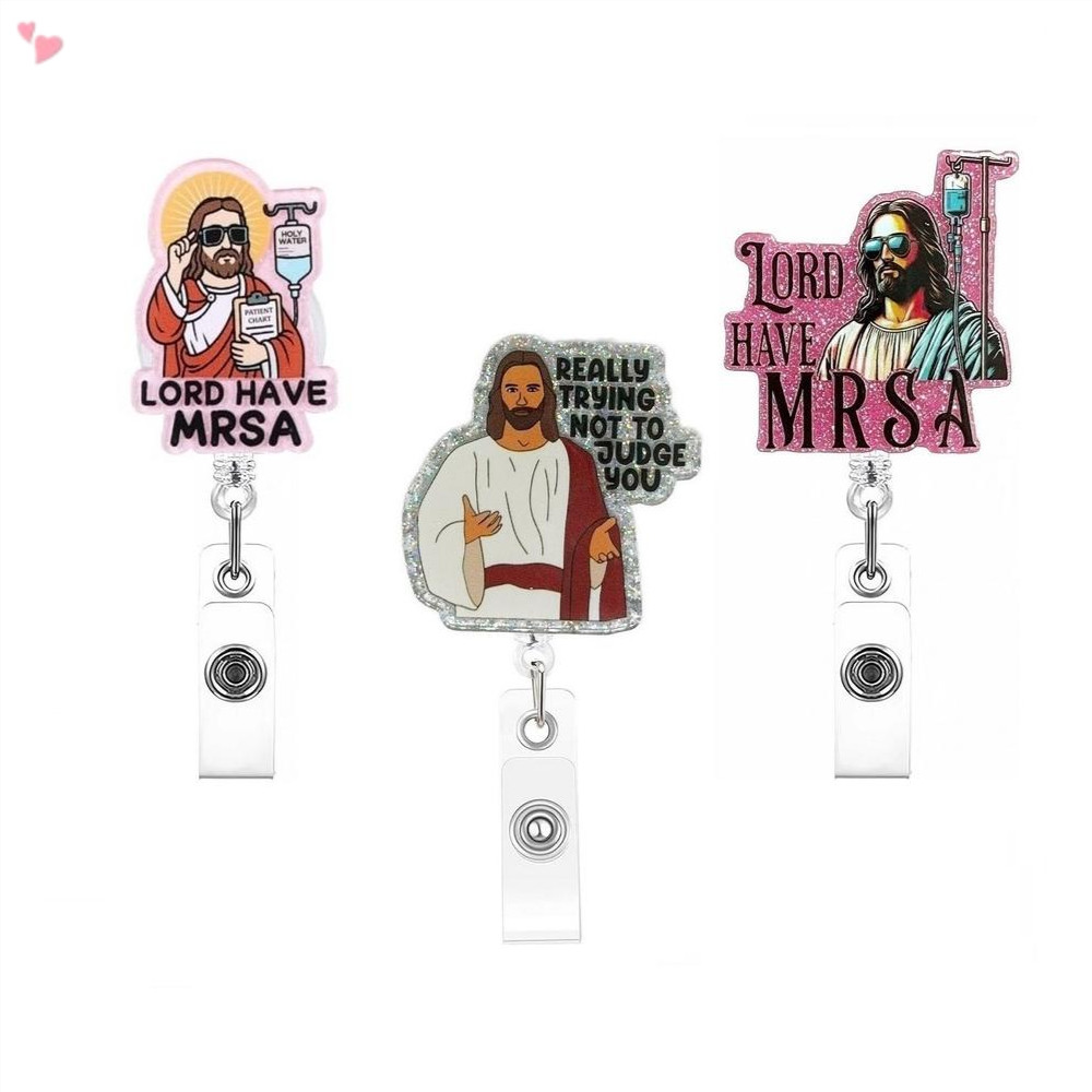 Lord Have MRSA รอกป้ายพยาบาลตลก, ที่ใส่ป้ายทางการแพทย์ ID แบบพับเก็บได้น่ารัก, Name Tag Pediatric Wo