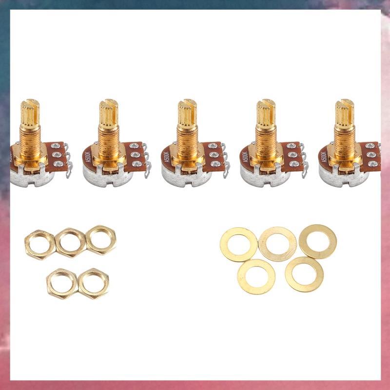 กีตาร์ Potentiometer Audio Volume & Tone Pots Switch Control A500k แยกเพลา Taper Potentiometers Gold