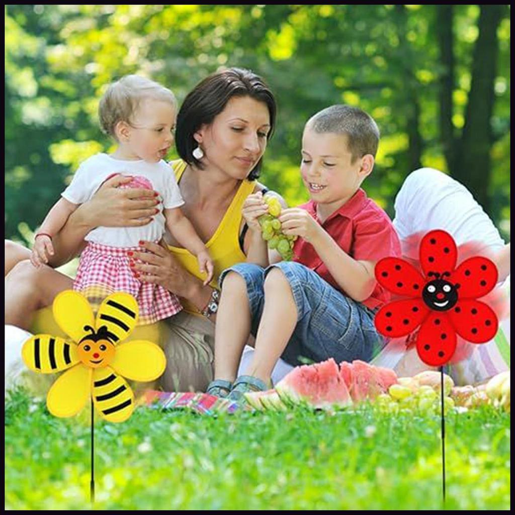 สวน Wind Spinners Pinwheel Spinner Decor ตกแต่ง Ladybug และ Bee Windmill และ Pinwheel เครื่องประดับส
