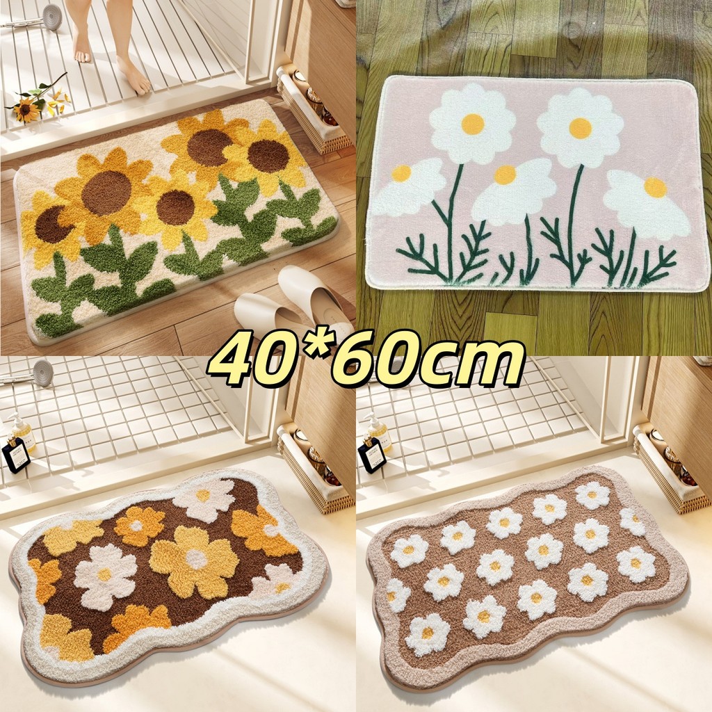 COD พรมปูพื้น 40*60cm พรมขนแคชเทียร์เทียม นิ่มสบาย กันลื่น ดูดซับน้ำได้ดี แบบแห้งเร็ว สําหรับตกแต่งบ้าน