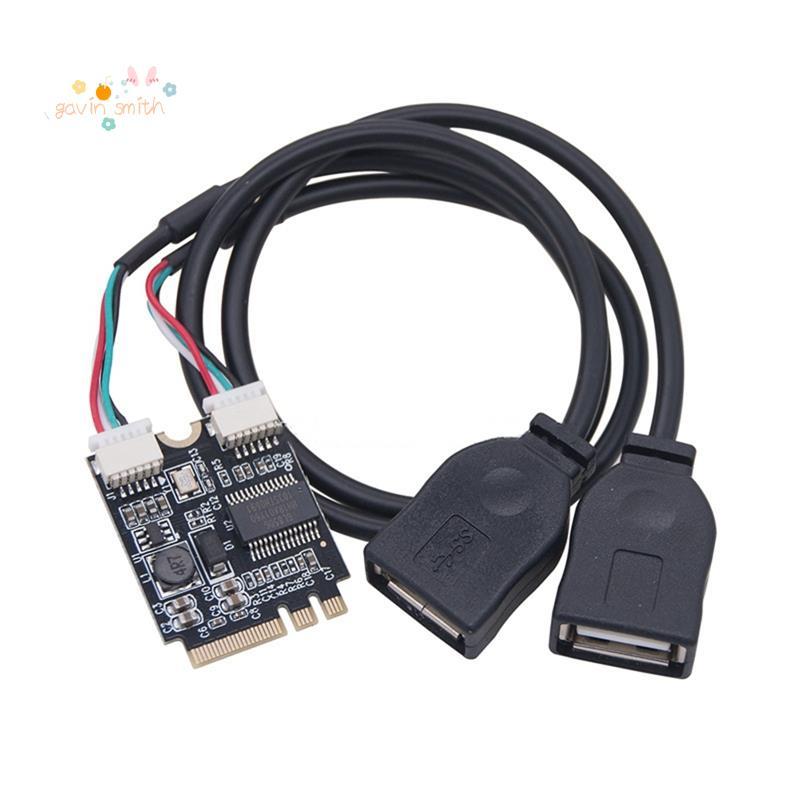 [Promeote G]M.2 ถึง USB Riser Card 480Mbps M.2 KEY A+E ถึง Dual Port USB2.0 การ์ดขยายพร้อมสายเคเบิล 