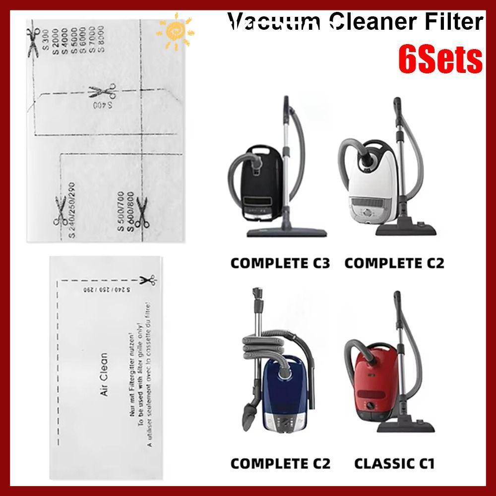 PTKFPT09 6 ชุดกรองผ้าฝ้าย, Air Clean ไอเสียกรองเครื่องดูดฝุ่น,แพ็คอะไหล่สําหรับ Miele Complete S8340