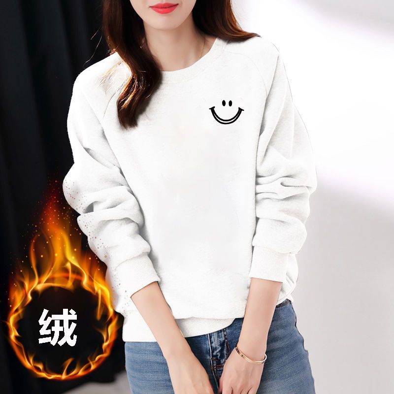 COD 2026 Plus กํามะหยี่หนา] เสื้อกันหนาวผู้หญิงหลวมแขนยาว Warm รอบคอPullover แฟชั่น Simple All-Match