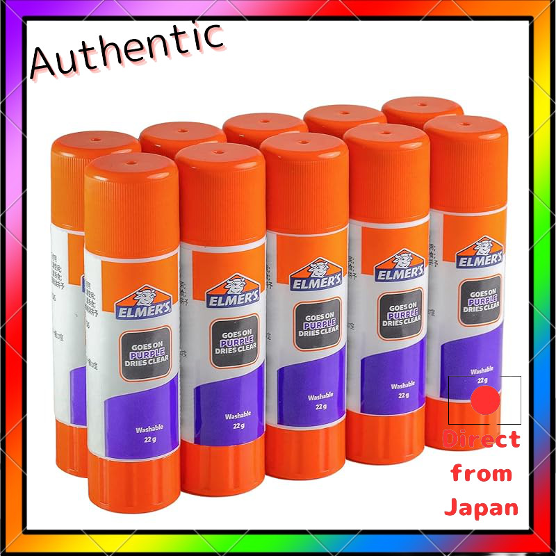 ELMER'S Glue Stick 22g × 10-pack, a classic glue from America. The applied area changes color. Elmer