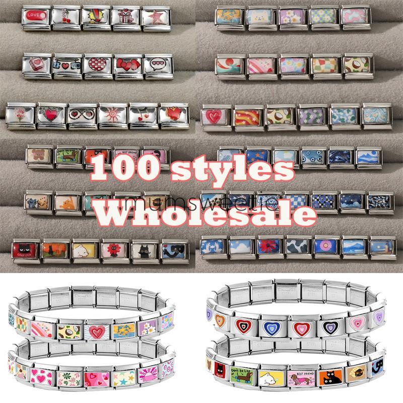 ขายร้อนตาชุดอิตาเลี่ยน Charm สร้อยข้อมือ Fit 9 มม.สร้อยข้อมือสแตนเลส DIY เครื่องประดับทําอุปกรณ์เสริม Retro บุคลิกภาพโมดูลสร้อยข้อมืออุปกรณ์เสริม