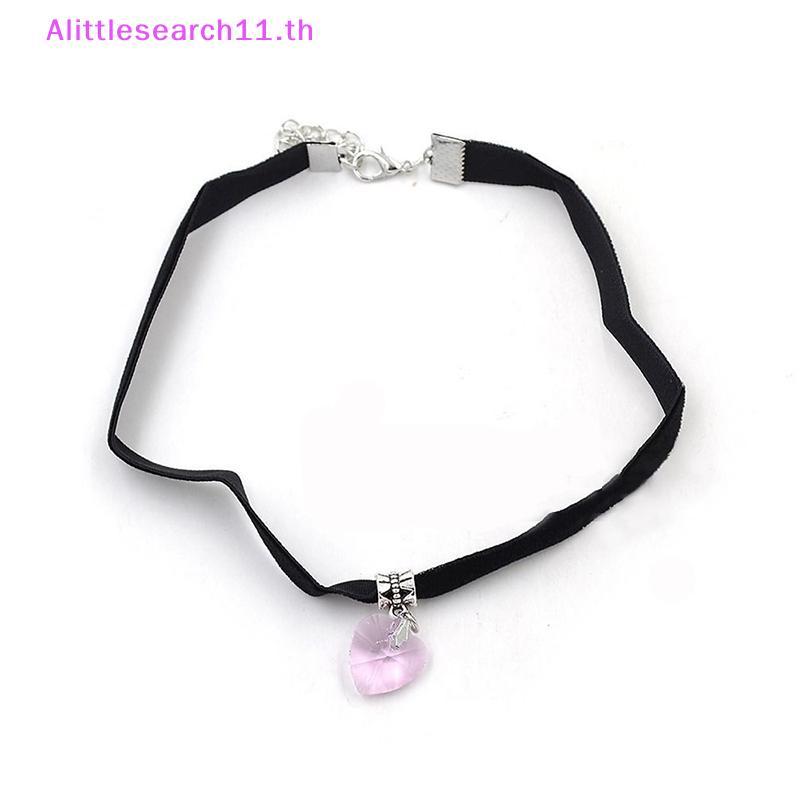 สร้อยคอจี้หัวใจคริสตัล Handmade สไตล์โกธิก Retro 80s 90s