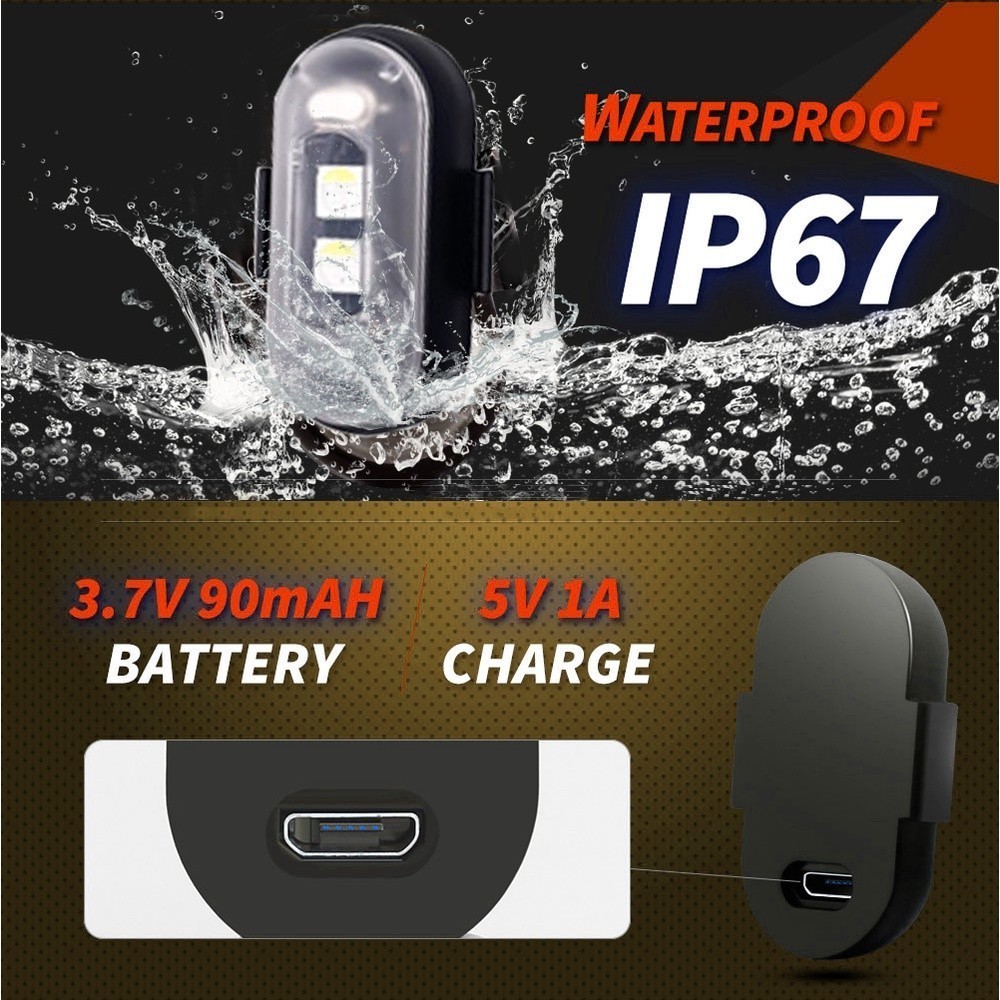 ไฟสัญญาณเตือน LED RGB ไร้สาย ชาร์จ USB ป้องกันการชน เพื่อความปลอดภัย สําหรับรถจักรยานยนต์ 4 ชิ้น 2 ชิ้น 1 ชิ้น 6 ชิ้น - รูปที่ 2