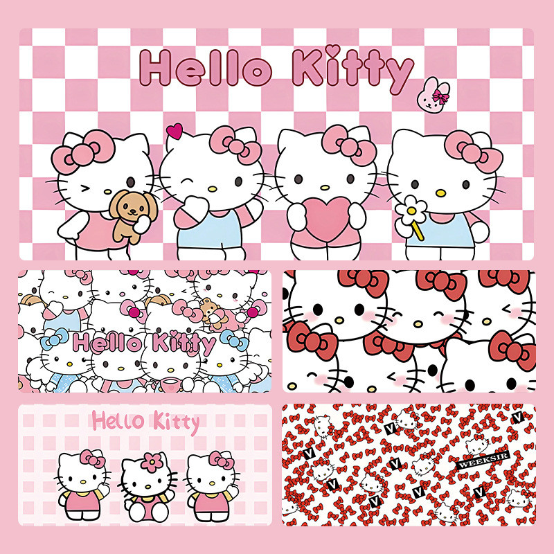 แผ่นรองเมาส์คิตตี้ ขนาดใหญ่ สาวน่ารัก แผ่นรองแป้นพิมพ์คอมพิวเตอร์ Hello Kitty แผ่นรองโต๊ะ แผ่นรองเมา