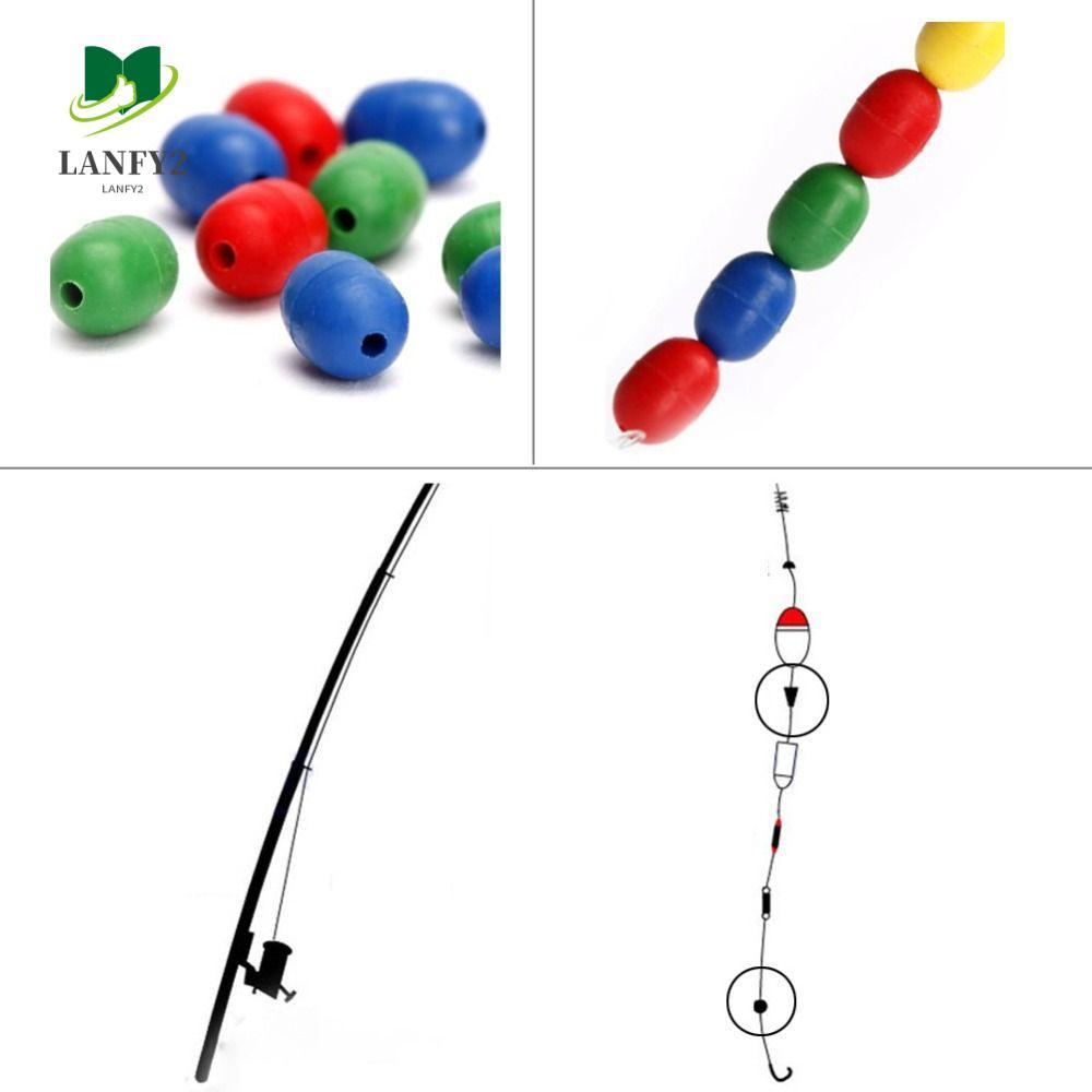 ลูกปัดกันชน 100 ชิ้น/แพค ทำจากยางนุ่ม ลดการพันกันของสายเบ็ดตกปลาระดับ Space Beans String Hook