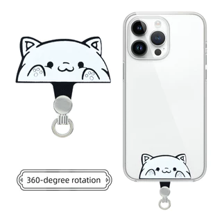 แผ่นเชือกคล้องโทรศัพท์มือถือพร้อมการ์ตูนแมวออกแบบเคสโทรศัพท์คลิปบางเฉียบหมุนได้ 360 องศาป้องกันการตกใหม่ป้องกันการตกออกแบ