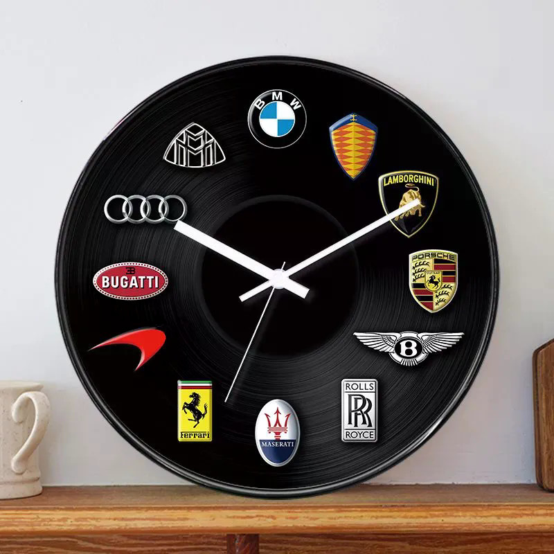 นาฬิกาสําหรับร้านรถ โลโก้แบรนด์ Supercar BMW Audi Ferrari นาฬิกาปลุกสําหรับห้องนั่งเล่นผนังใช้ในบ้าน