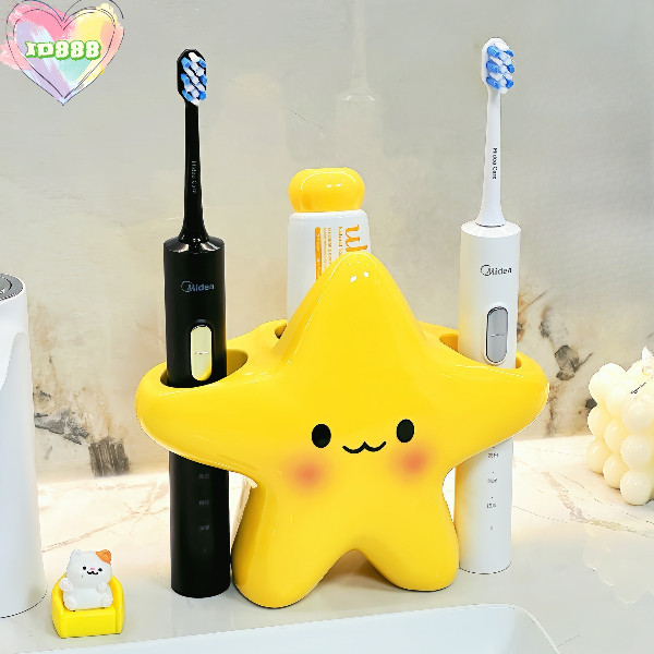 🆔888 ที่ใส่แปรงสีฟัน ⭐️รูปทรงดาวน่ารัก ชั้นวางยาสีฟันที่เก็บของในห้องน้ำ พร้อมส่ง📦