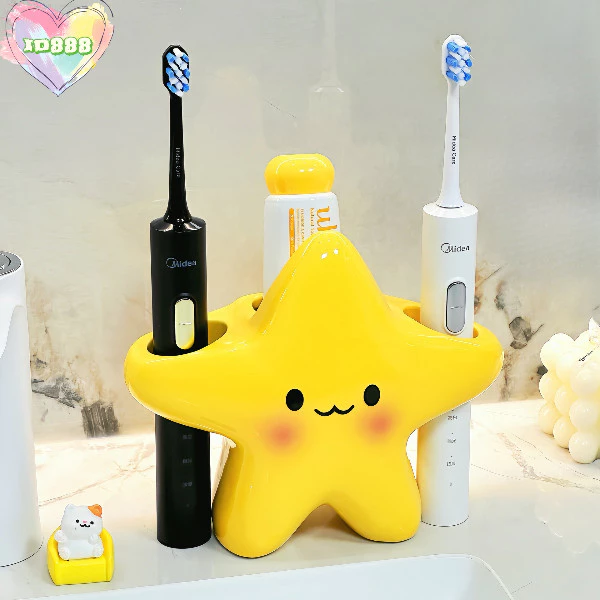 🆔888 ที่ใส่แปรงสีฟัน ⭐️รูปทรงดาวน่ารัก ชั้นวางยาสีฟันที่เก็บของในห้องน้ำ พร้อมส่ง📦