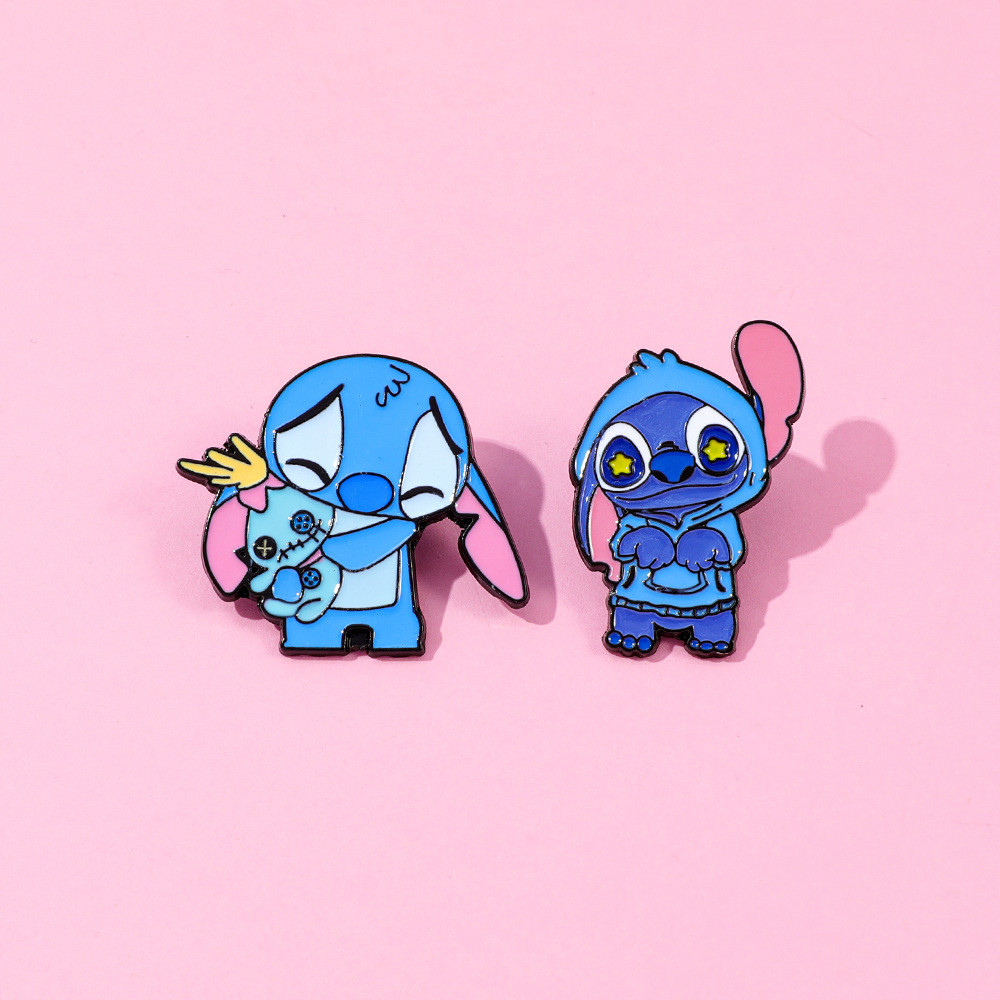 2 ชิ้น/เซ็ตน่ารัก Stitch ป้ายโลหะโลหะผสม Stitch Pin ตกแต่งอุปกรณ์เสริม Pin