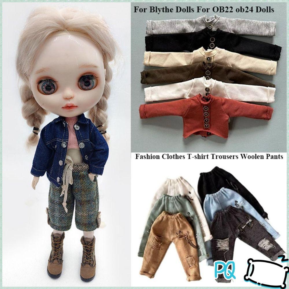 PQ เสื้อยืดกางเกง, DIY Mini Casual Top,คุณภาพสูงน่ารักแฟชั่นกางเกงทําด้วยผ้าขนสัตว์สําหรับตุ๊กตาบลาย