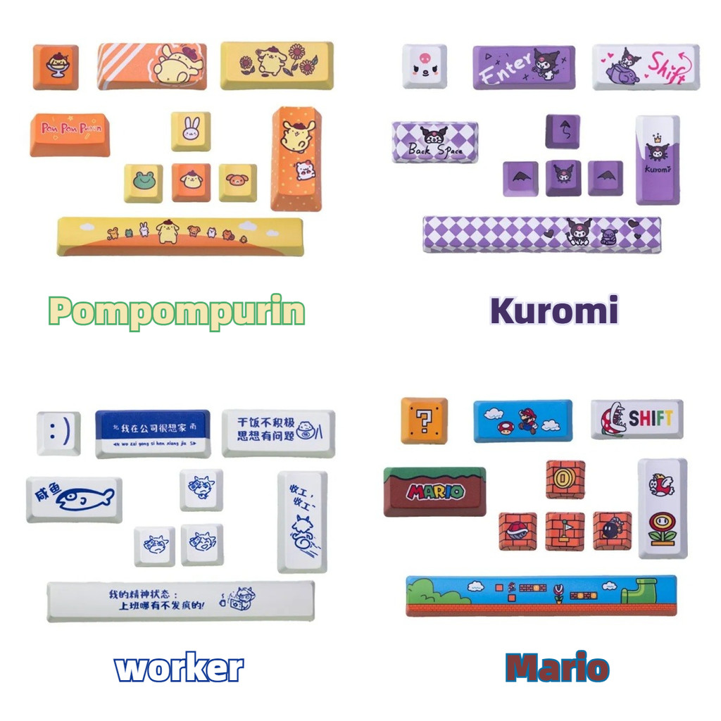 MAIMOOO การ์ตูน Keycap OEM 10pcs Shift ใส่ DIY Keycap น่ารักอาหารเสริม Keycap Hello Kitty Super Mari